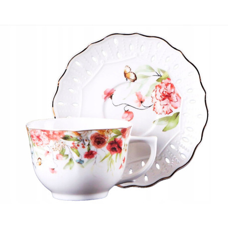 Zestaw 6 filiżanek 220ml ze spodkami | Veroni Gabriele