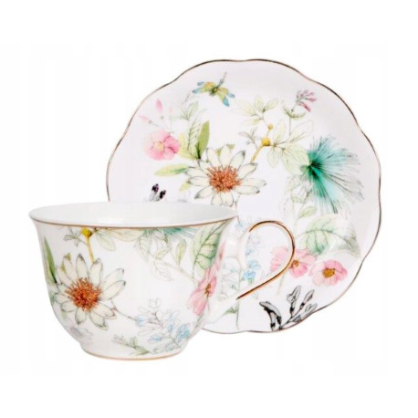 Komplet 6 filiżanek 220ml ze spodkami - VERONI Marcelina