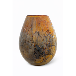 Wazon szklany Krosno 30 cm dekoracyjny bursztynowy artystyczny