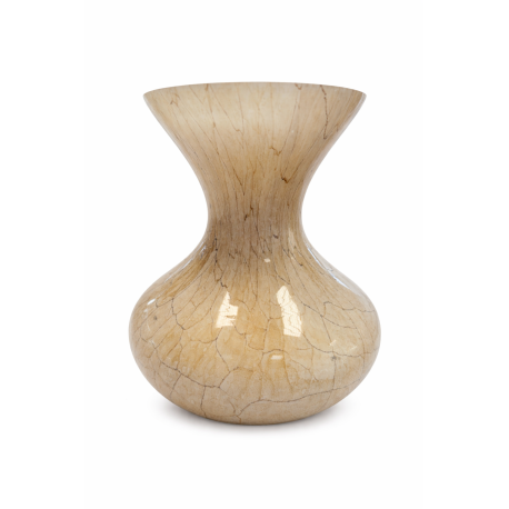 Wazon szklany artystyczny ozdobny na kwiaty 25cm beżowy Krosno