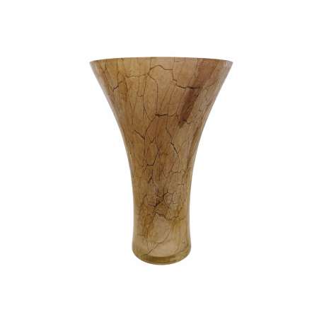 Wazon szklany nowoczesny dekoracyjny artystyczny 28 cm beżowy Krosno