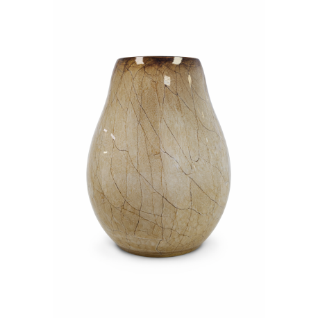 Wazon szklany dekoracyjny artystyczny Krosno 30 cm beżowy