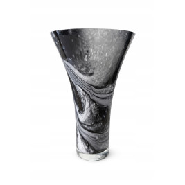 Wazon szklany 28 cm czarno-biały marmurkowy dekoracyjny artystyczny