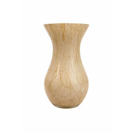 Wazon szklany Krosno 25 cm dekoracyjny artystyczny beżowo-bursztynowy