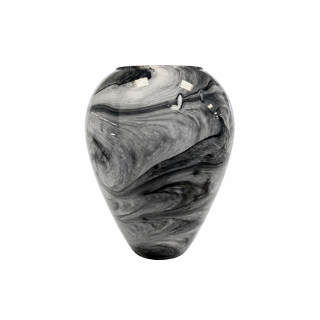 Wazon szklany Krosno 33 cm czarno-biały dekoracyjny artystyczny