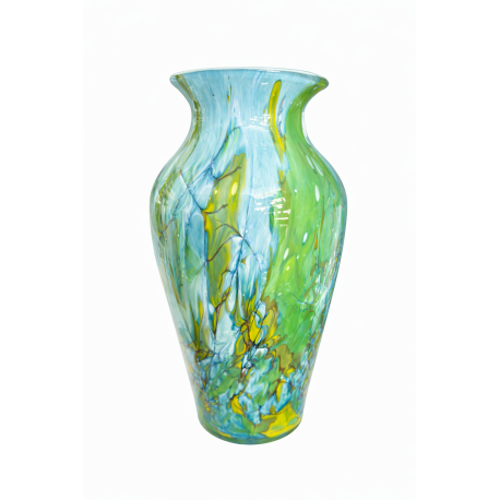 Wazon szklany Krosno 27 cm zielono-niebieski dekoracyjny artystyczny