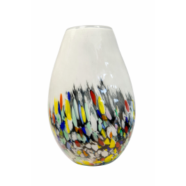 Wazon szklany Krosno 40 cm biały kolorowy dekoracyjny artystyczny