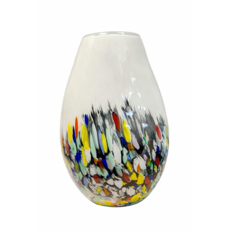 Wazon szklany Krosno 40 cm biały kolorowy dekoracyjny artystyczny