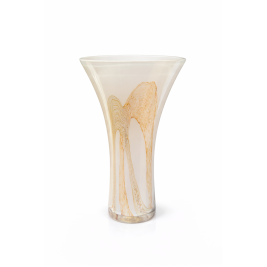 Wazon szklany Krosno 28 cm beżowy dekoracyjny artystyczny