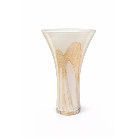 Wazon szklany Krosno 28 cm beżowy dekoracyjny artystyczny