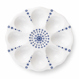 Półmisek do jajek Bogucice Flisty 20 cm porcelanowy biało-niebieski