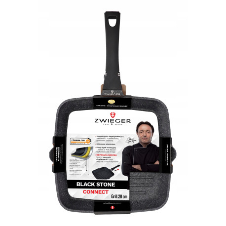 Patelnia grillowa Zwieger Black Stone Connect 28 cm granitowa