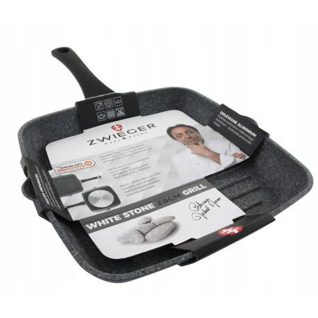 Patelnia grillowa ZWIEGER White Stone 28 cm granitowa indukcja
