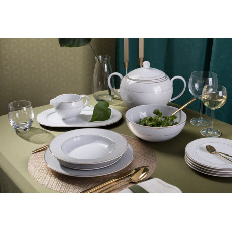 Serwis obiadowy Waza Zoja 42 el 12 osób porcelana złocona WA-161