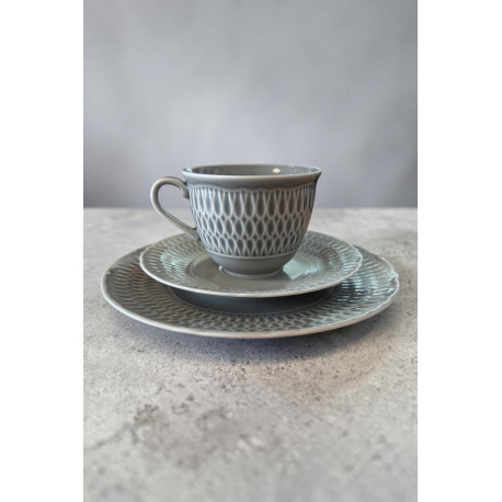 Zestaw śniadaniowy Ćmielów dla 1 osoby filiżanka 250 ml spodek talerz 3 el.