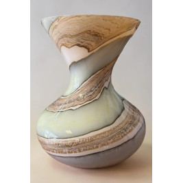 Wazon szklany dekoracyjny 25 cm elegancki beżowo-kremowy artystyczny