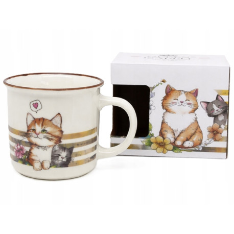 Kubek porcelanowy 400 ml koty z pudełkiem prezentowym