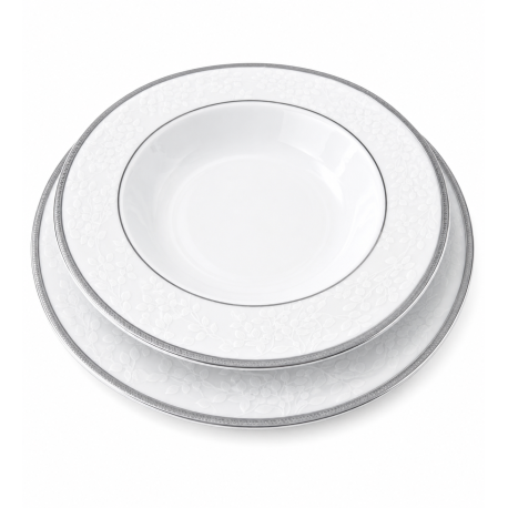 Komplet talerzy dla 6 osób 18 elementów - Bogucice New Hollis Platin