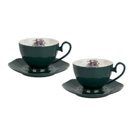 Komplet 2 filiżanek ze spodkami 250 ml Veroni Royal Green