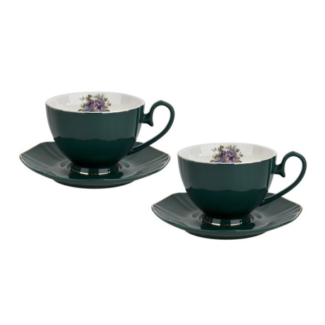 Komplet 2 filiżanek ze spodkami 250 ml Veroni Royal Green
