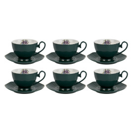 Komplet 6 filiżanek ze spodkami 250 ml Veroni Royal Green
