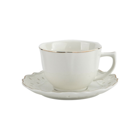 Komplet 2 filiżanek ze spodkami 220 ml Veroni Karin porcelana
