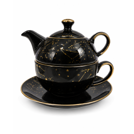 Zestaw czajniczek z filiżanką 300 ml Zodiak black Porcelana Bogucice