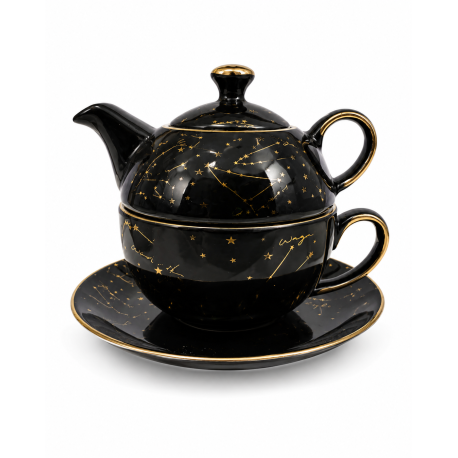 Zestaw czajniczek z filiżanką 300 ml Zodiak black Porcelana Bogucice