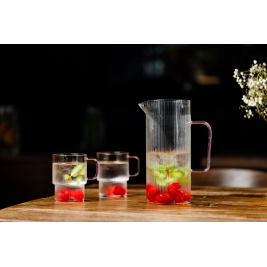 Zestaw 6 szklanek do napojów 350 ml + dzbanek 1,5L Vialli Design Różowy