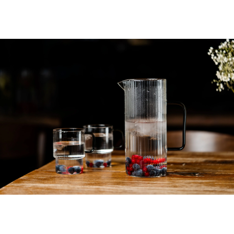Zestaw 6 szklanek do napojów 350 ml + dzbanek 1,5L Vialli Design szary