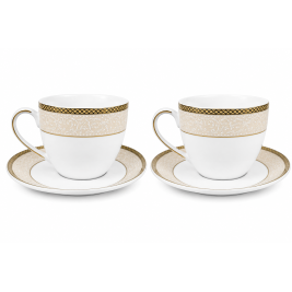 Komplet 2 filiżanek ze spodkami Bogucice Martha Gold 250 ml