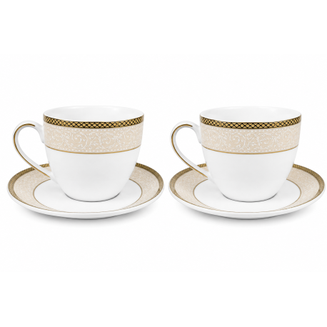 Komplet 2 filiżanek ze spodkami Bogucice Martha Gold 250 ml