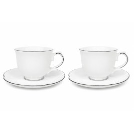 Komplet 2 filiżanek ze spodkami 220 ml Bogucice Perla Platin