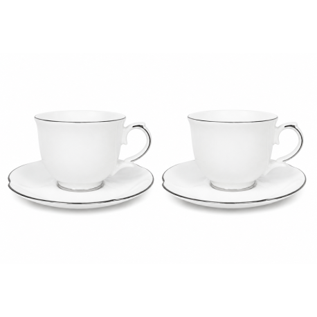 Komplet 2 filiżanek ze spodkami 220 ml Bogucice Perla Platin