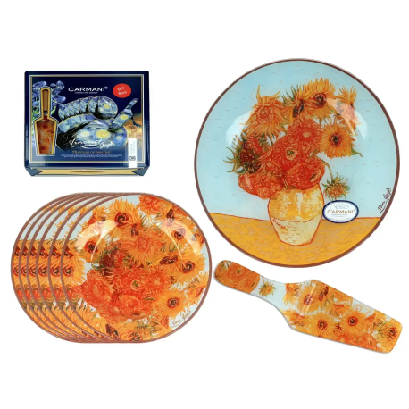 Komplet patera i 6 talerzyków z łopatką - V. van Gogh, Słoneczniki