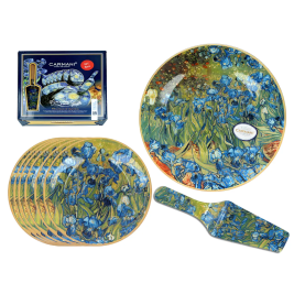 Komplet patera i 6 talerzyków z łopatką - V. van Gogh, Irysy