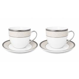 Komplet 2 filiżanek ze spodkami Bogucice Martha Platin 250 ml