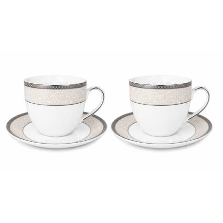 Komplet 2 filiżanek ze spodkami Bogucice Martha Platin 250 ml