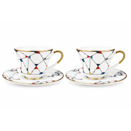 Zestaw 2 filiżanek ze spodkami 250 ml Arlekin Porcelana Bogucice