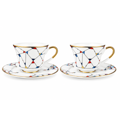 Zestaw 2 filiżanek ze spodkami 250 ml Arlekin Porcelana Bogucice