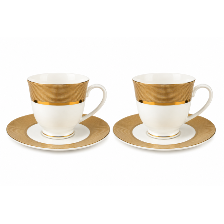 Zestaw 2 filiżanek ze spodkami 200 ml - Porcelana Bogucice Opal Gold