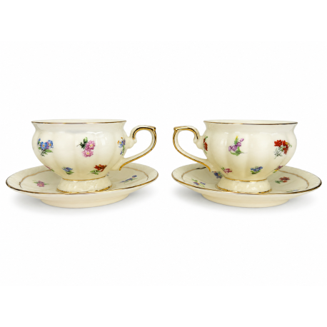 Filiżanki espresso ze spodkami 120 ml komplet 2 sztuk Porcelana Duo