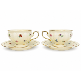Komplet 2 filiżanek ze spodkami 220 ml Duo England porcelana ecru
