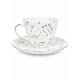 Filiżanka jumbo ze spodkiem 450 ml Zodiak White Porcelana Bogucice