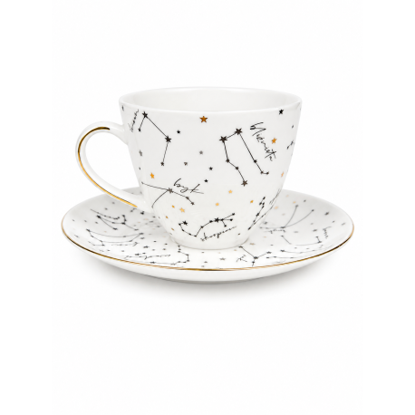 Filiżanka jumbo ze spodkiem 450 ml Zodiak White Porcelana Bogucice