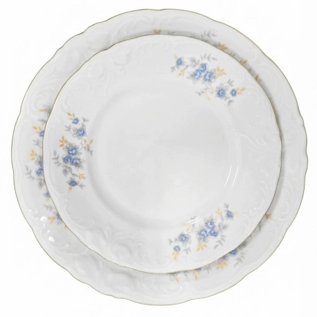 Komplet talerzy z porcelany dla 6 osób 18 elementów - Ćmielów Chodzież Fryderyka