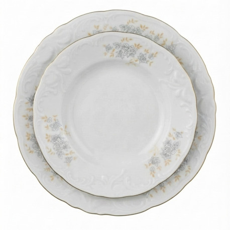 Komplet talerzy z porcelany dla 6 osób 18 elementów - Ćmielów Chodzież Fryderyka