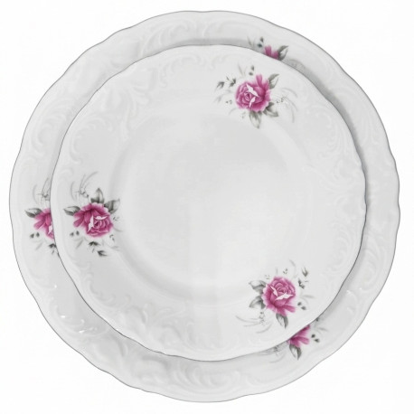 Komplet talerzy z porcelany dla 6 osób 18 elementów - Ćmielów Chodzież Fryderyka