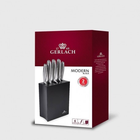 GERLACH Modern zestaw noży kuchennych w bloku czarnym
